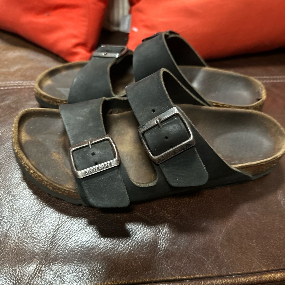 Birkenstock Classic Arizona Vegan Leather Black‎ Sandals Size 38 - Picture 3 of 6